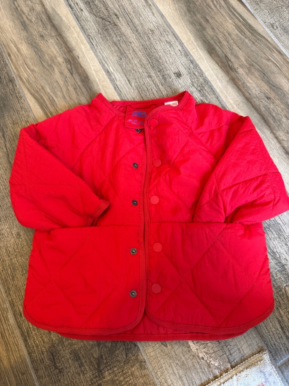 Zara Bright Red Quilted Kids Puffer Jacket